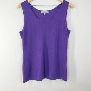 Neiman Marcus Cashmere Tank Top XL Purple 100% Cashmere Sleeveless Knit